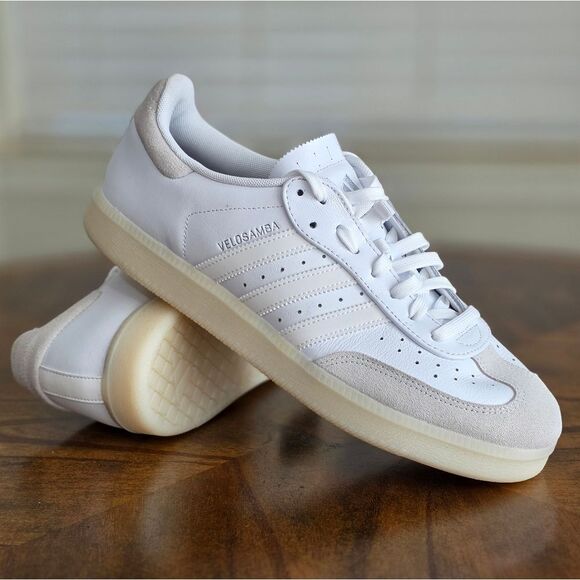 Adidas Velosamba Leather Men's Cycling Shoes Size 11.5 White Grey Samba IG5540 - Picture 1 of 15
